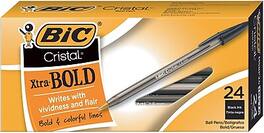 BIC America - BIC Cristal Ballpoint Stick Pens, Bold Point, Black Ink, 24/Box (MSBP241-BLK)