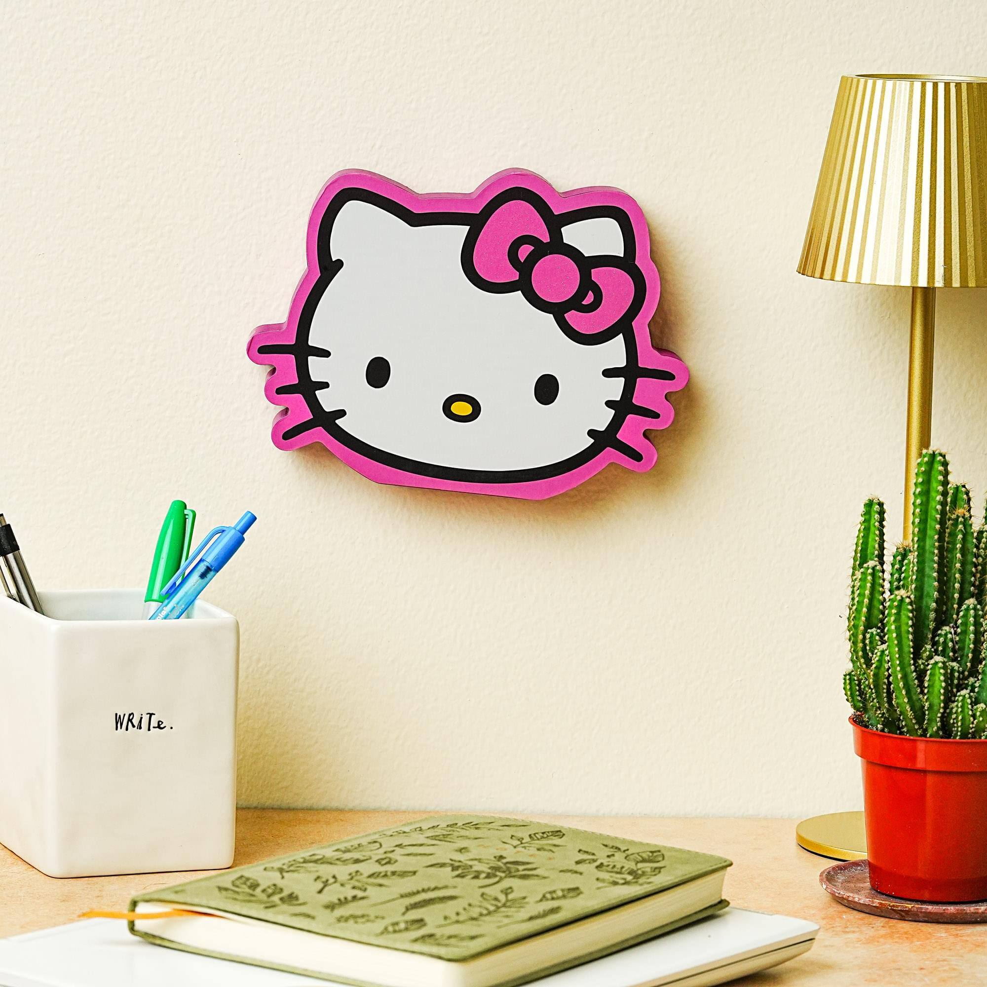 Alt View 5. Silver Buffalo - Sanrio Hello Kitty Glitter Bow Die-Cut Wooden Wall Art | 6 x 8 Inches - White.