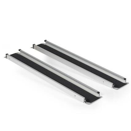 Front. Titan Ramps - Titan Ramps 4' to 7' Telescoping Aluminum Wheelchair Ramp with 600 lb. Capacity - Silver.