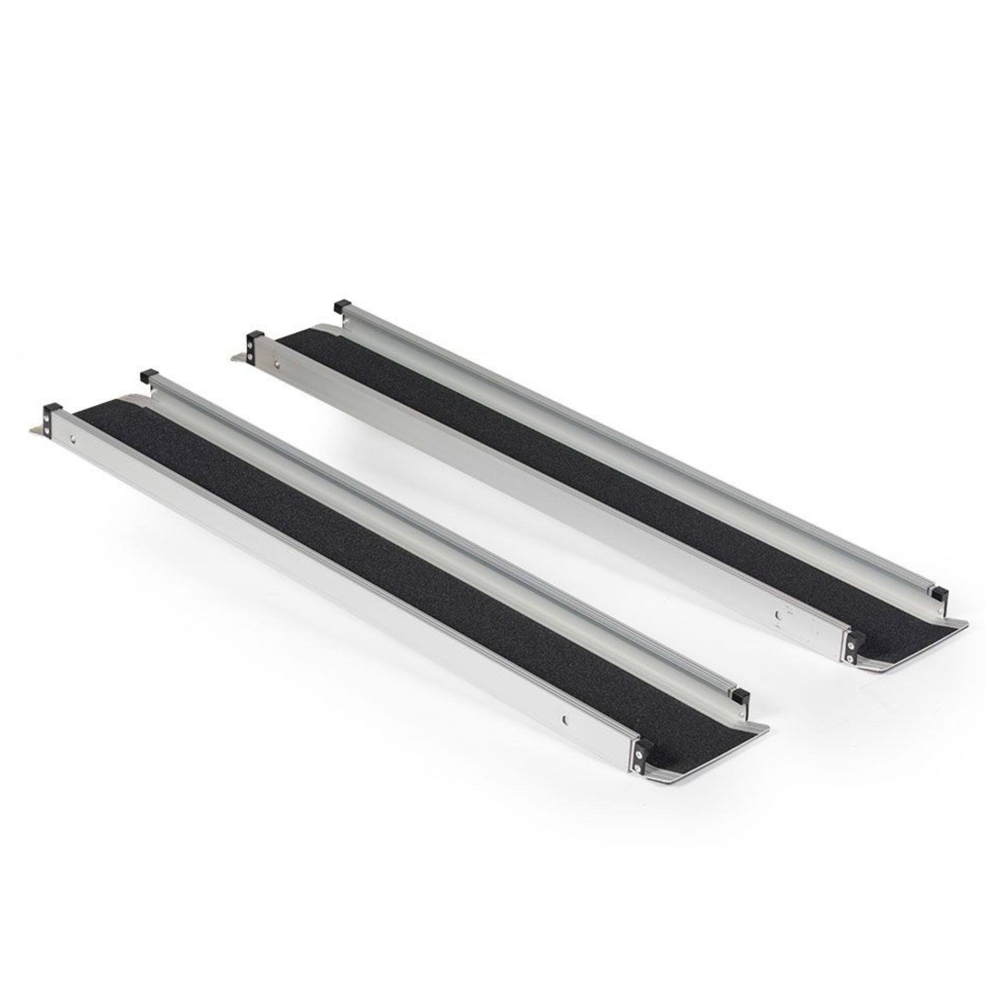 Front. Titan Ramps - Titan Ramps 4' to 7' Telescoping Aluminum Wheelchair Ramp with 600 lb. Capacity - Silver.