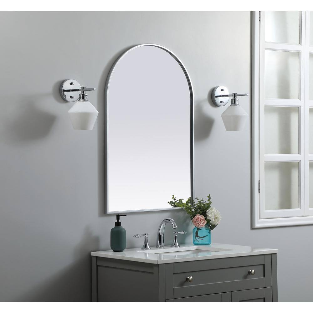 Alt View 7. Elegant Decor - Metal Frame Arch Mirror 24x36 Inch in Silver - Silver.