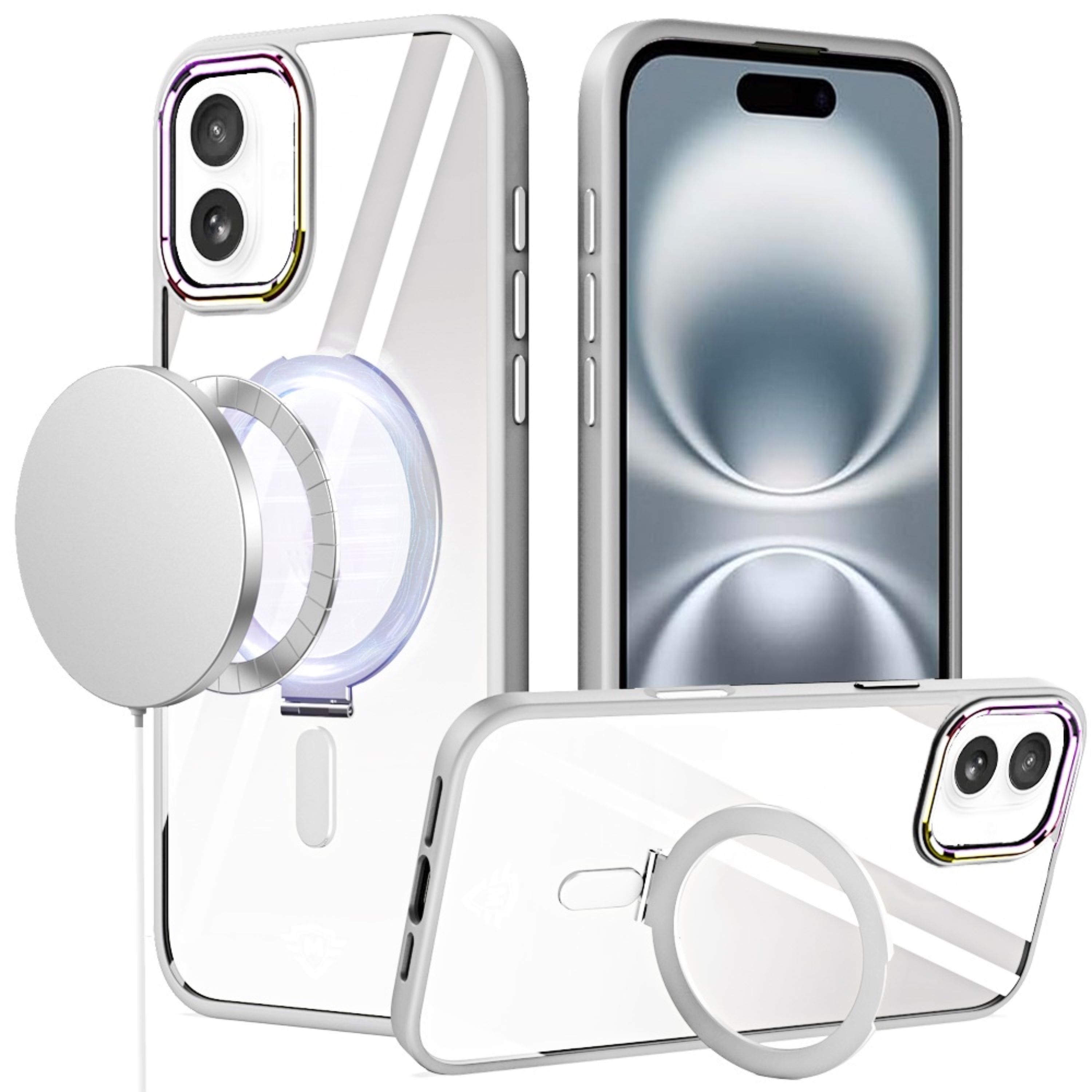 Kitcheniva - Chrome Magnetic Ring Stand Case With Tempered Glass For iPhone 16 - Clear price history on PriceWatchPro