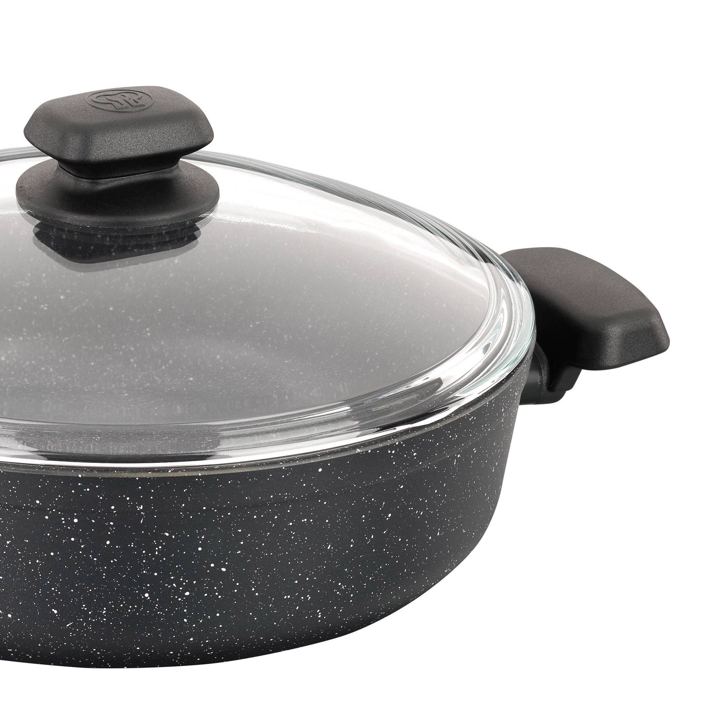 Alt View 1. Korkmaz - Korkmaz Ornella Non Stick 9.5 Inch 2.5 Liter Low Casserole with Lid in Black - Black.