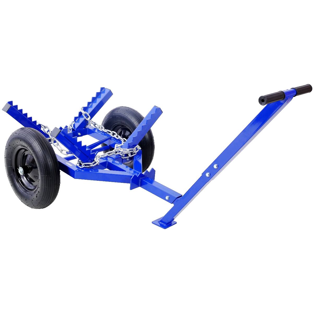 Back. Ropilly - Ropilly Log Dolly with Load Binder, 440 lb Capacity Log Cart with 16 Inch Air Tires and Choker Chain - Blue.
