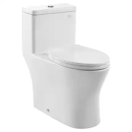 Front. VEVOR - One-Piece Toilet, Elongated Toilet Vortex Dual-Flush 1.0/1.28 GPF, Toilets for Bathroom with Comfortable Chair Seat - Bright white + silver.