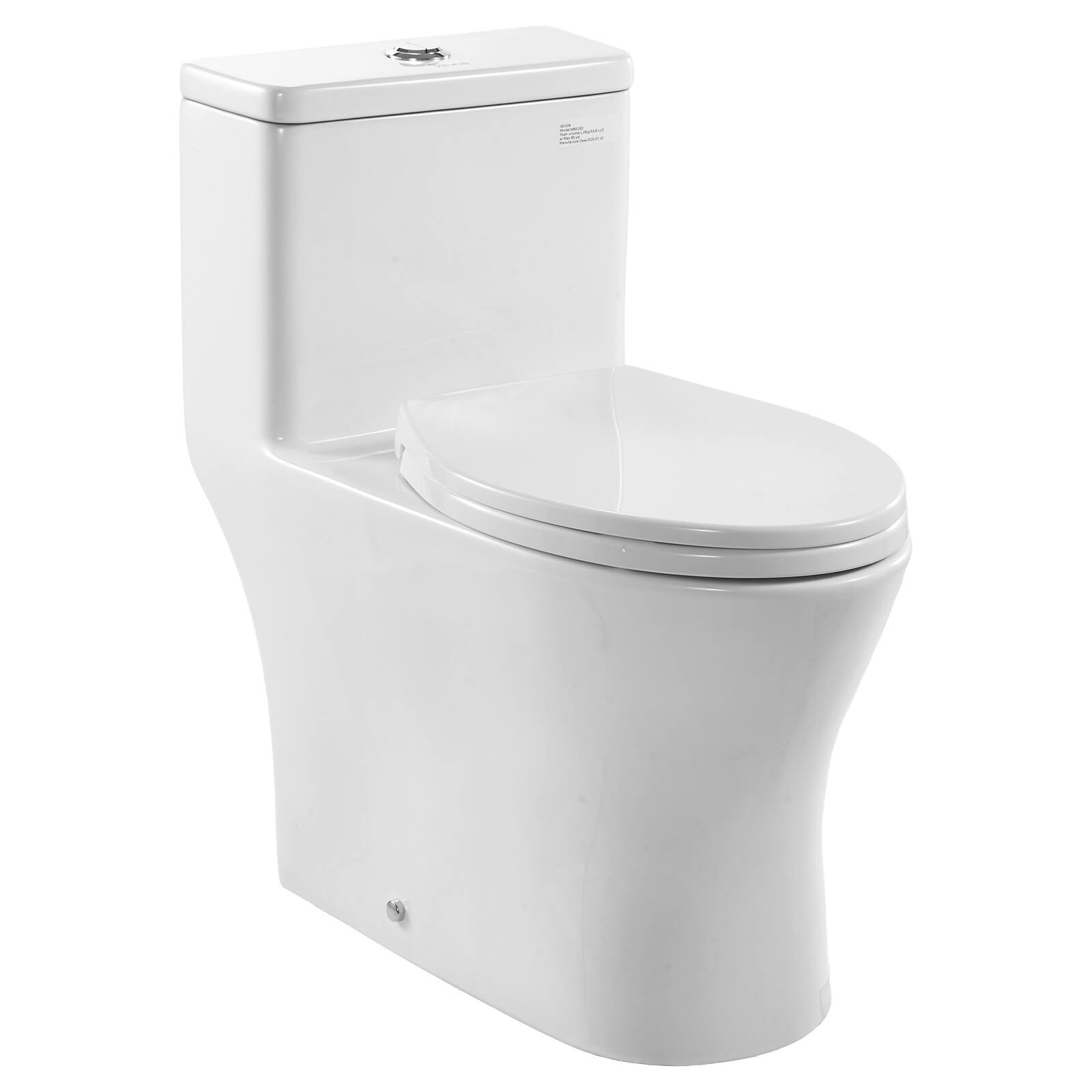 Front. VEVOR - One-Piece Toilet, Elongated Toilet Vortex Dual-Flush 1.0/1.28 GPF, Toilets for Bathroom with Comfortable Chair Seat - Bright white + silver.