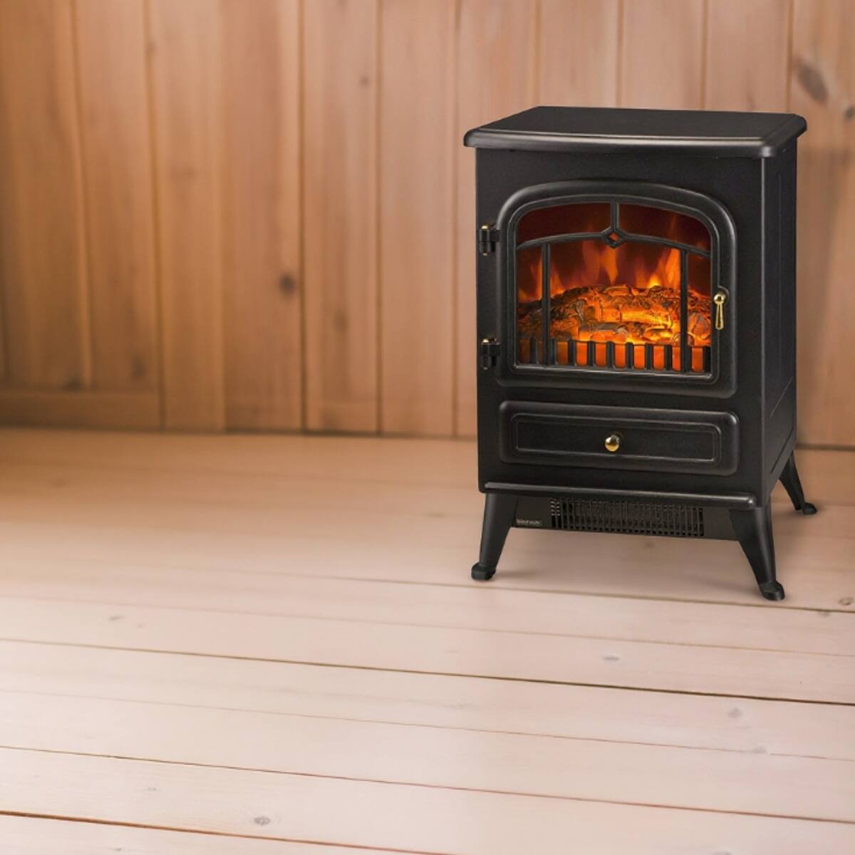 Angle. Loheer - Loheer Freestanding Electric Fireplace Stove Portable Infrared Fireplace Heater Black - Black.