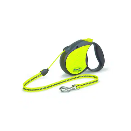 Front. FLEXI - Flexi Neon Yellow Retractable Plastic Dog Leash Medium - Neon Yellow.