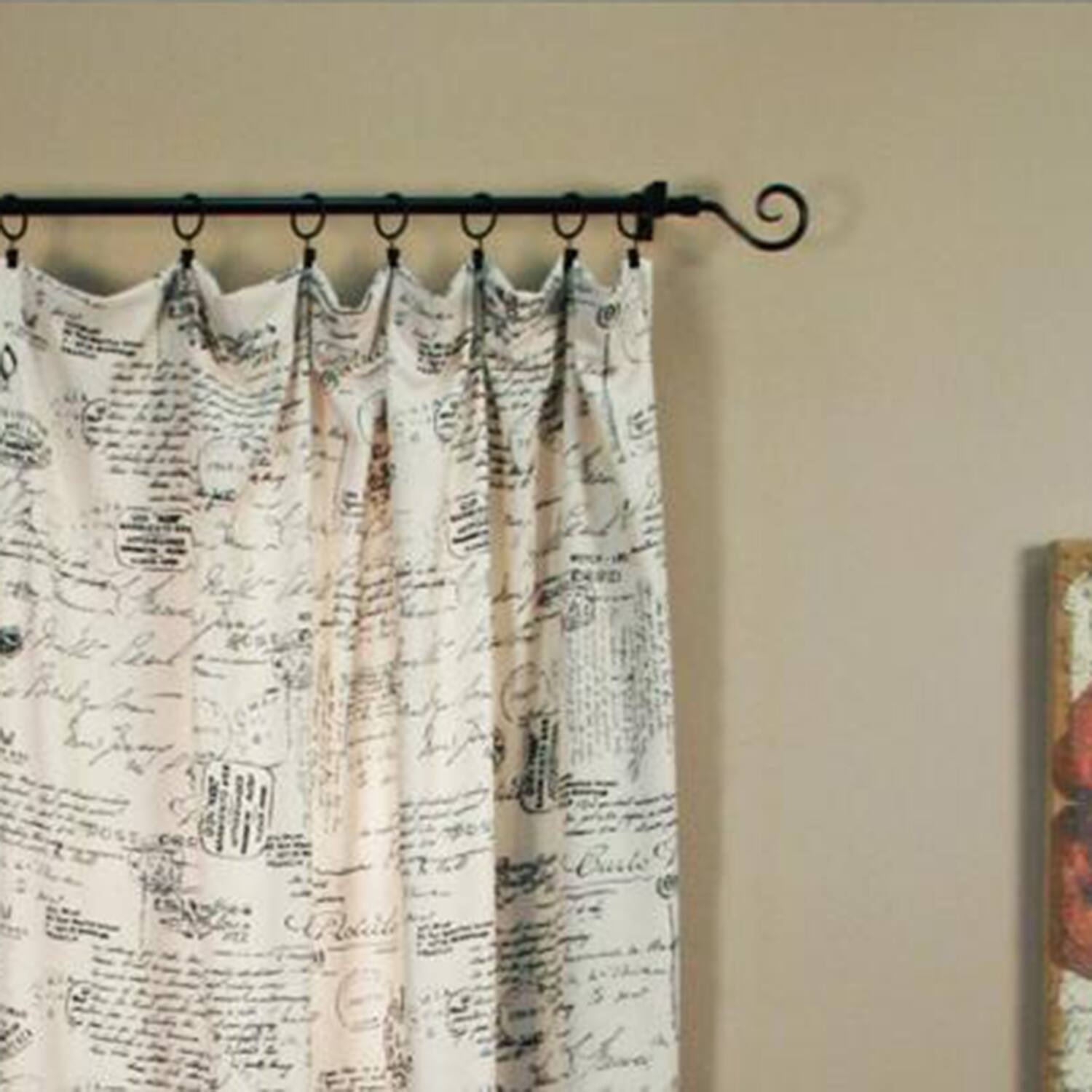 Angle. Ellis Curtain - Ellis Curtain Script 100 Percent Fabric Perfect Decorative Classic Print Rod Pocket Panel Window Curtain 48 x 84 Black - Black.