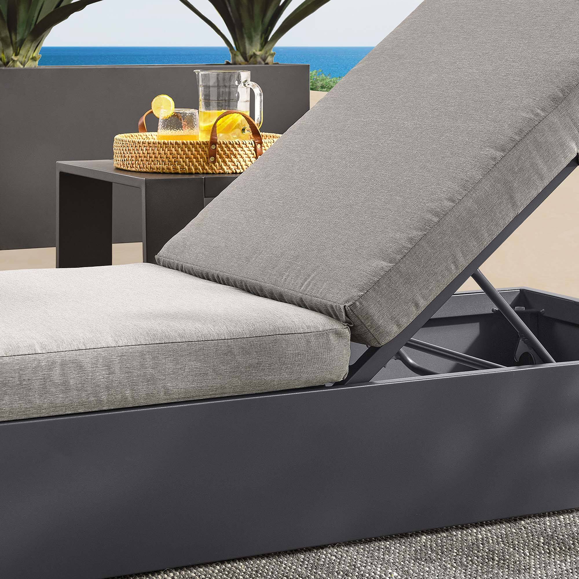 Alt View 2. Modway - Tahoe Outdoor Patio Powder-Coated Aluminum Chaise Lounge Chair by Modway - Gray Gray.