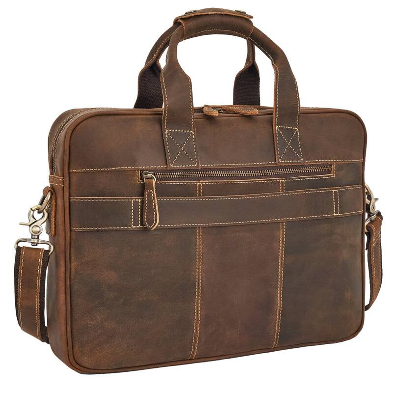 Left. Luxorro - Leather Laptop Bag for me. Fits 17" Laptops - Dark Brown.