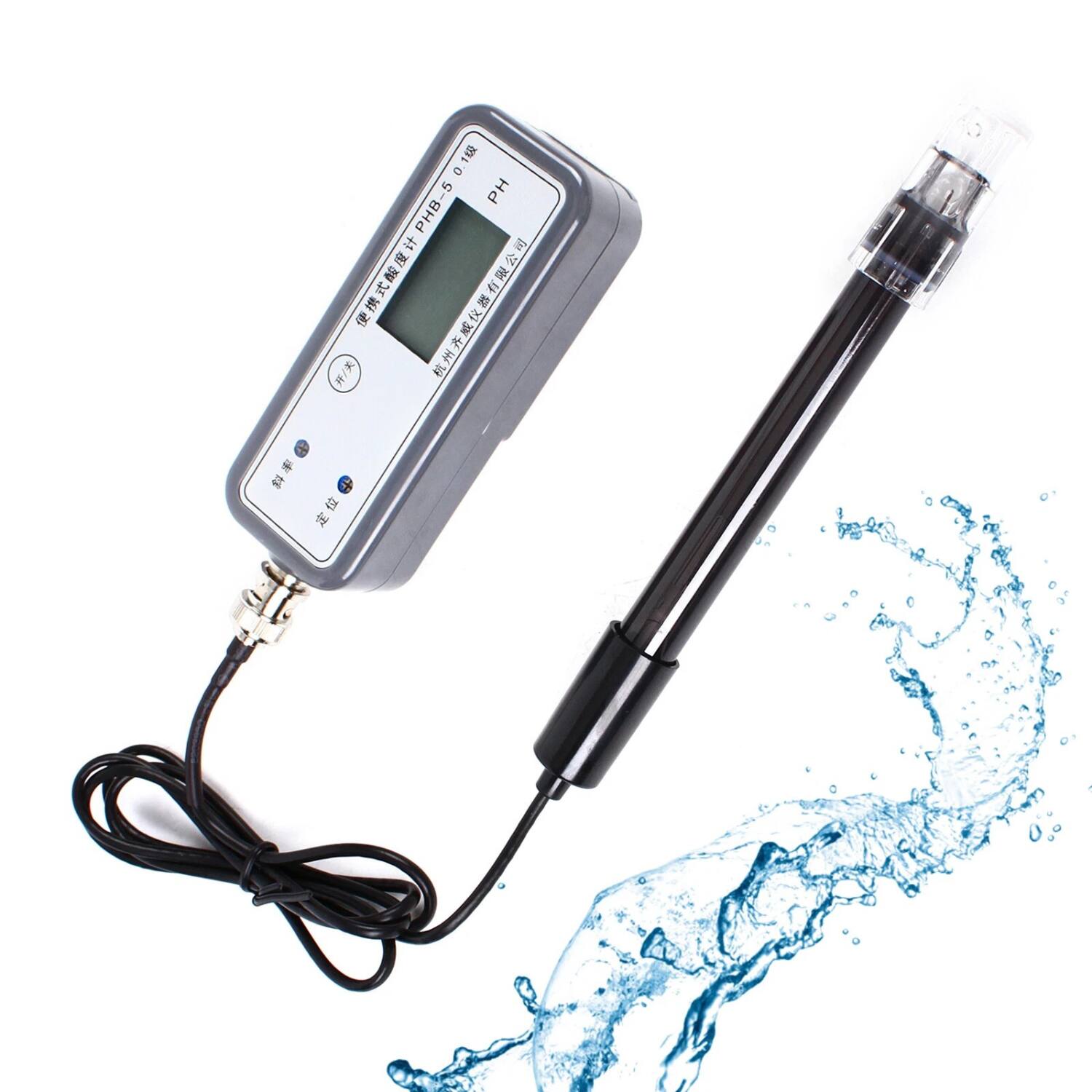 Angle. Stock Preferred - Digital pH Meter LCD Tester with Electrode - Black.