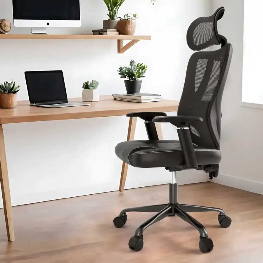 Alt View 13. ACGAM - Ergonomic Mesh Office Chair, High Back Gaming Chair w/ Lumbar Support, 1D Adjustable Armrest, Height & Tilt, Metal Base - Black.