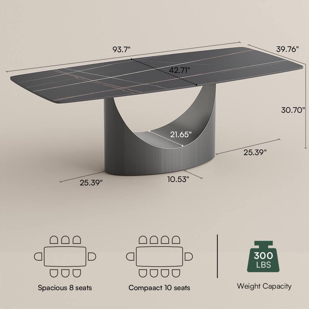 93.7" 39.76" 42.71" 30.70" 21.65" 25.39" 25.39" 10.53" 300 LBS Spacious 8 seats Compact 10 seats Weight Capacity