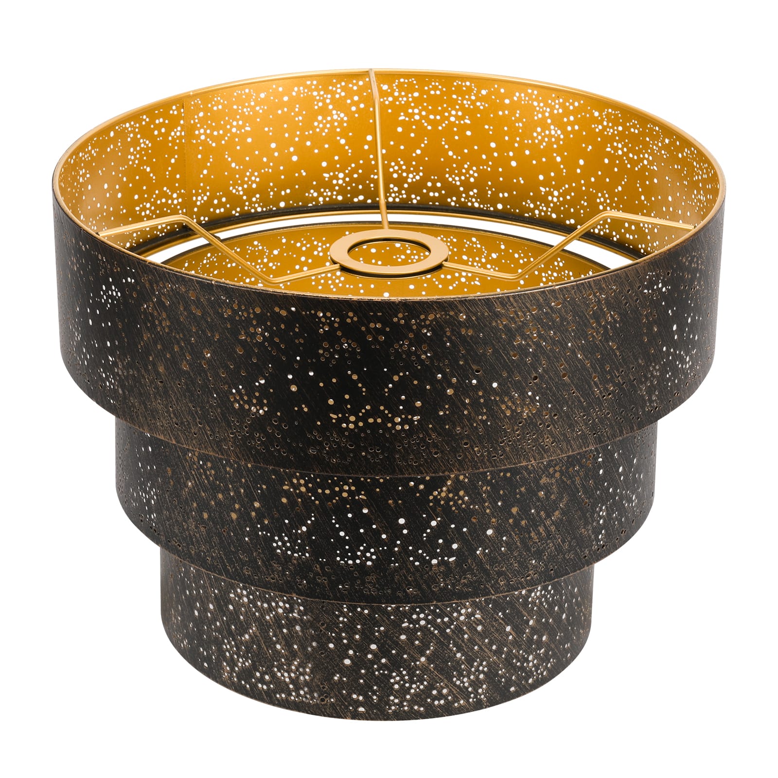 Alucset - Metal Lamp Shades for Floor Lamps Pendant Lighting Chandelier Replacement, 3-Tier Drum Lampshade, Antique Bronze Gold - Antique Bronze&Gold