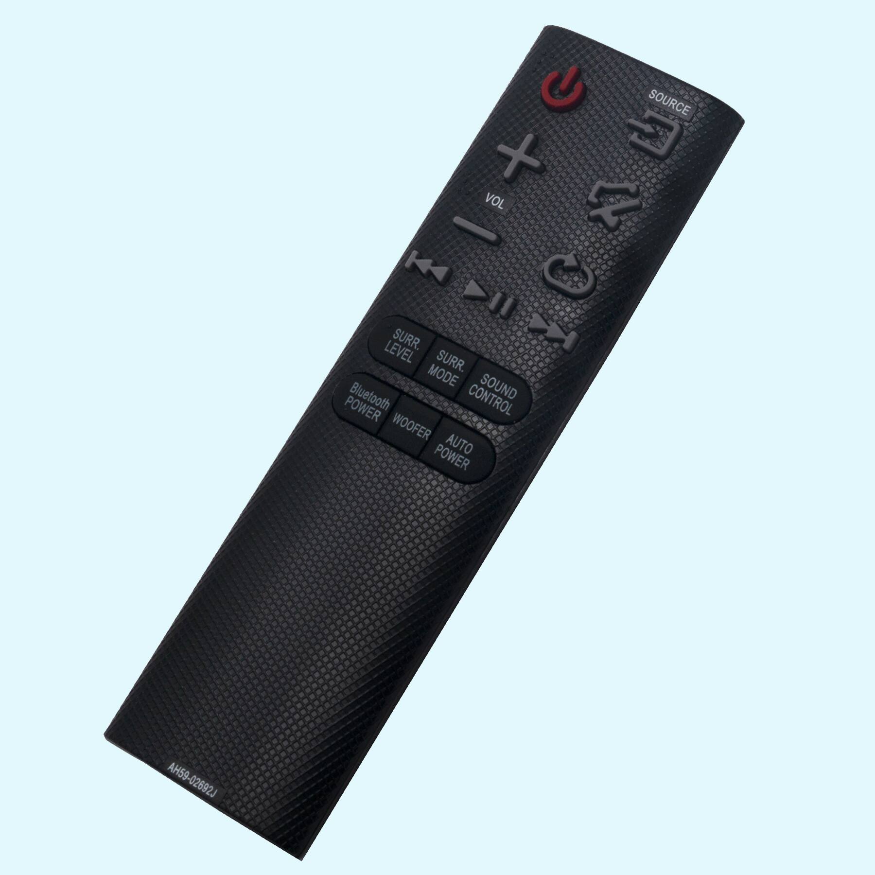 SOURCE  
VOL 1 - K  
11 LEVEL  
SURR. K  
SURR. MODE  
SOUND CONTROL  
Bluetooth  
POWER  
WOOFER  
AUTO POWER  
AH59-02692J
