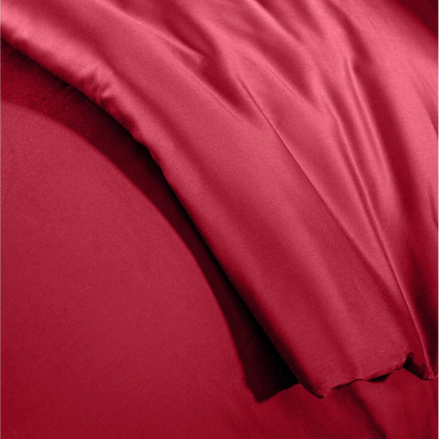 Alt View 3. Home Collection - Brielle Home 100% Premium 250 TC Modal Bedding Collection Sateen Duvet Cover 68" x 86" and One 20" x 26" Sham Twin Red - Red.