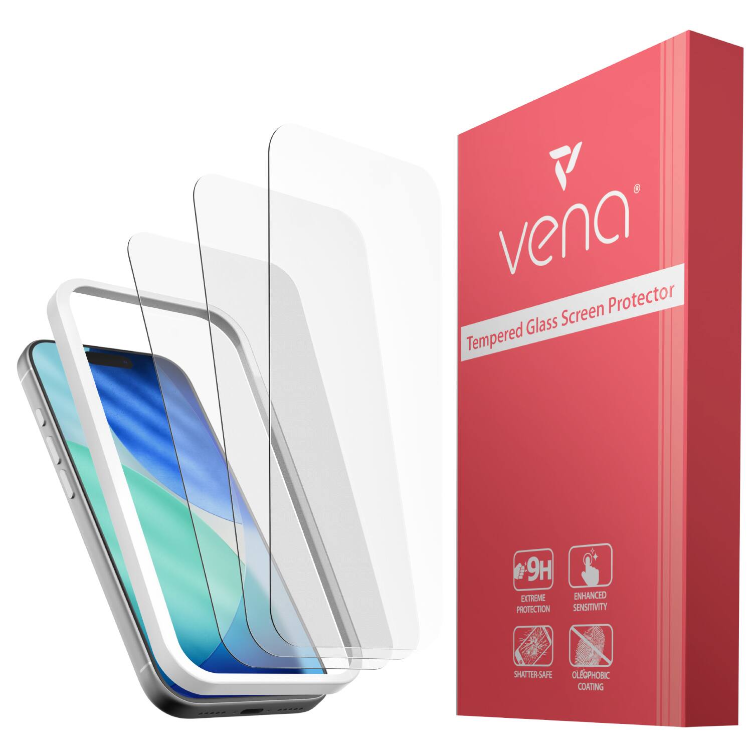 Vena Screen Protector Glass Tempered 9H Extreme Protection Enhanced Sensitivity Shatter-Safe Oleophobic Coating