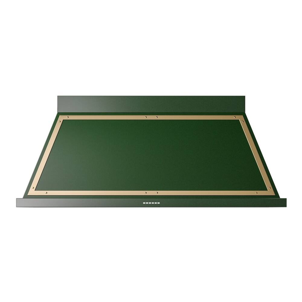 Front. ILVE - ILVE Nostalgie II Noblesse 60 inch Ducted Wall Mount Range Hood with 600 CFM (Emerald Green, Brass Trim) - Emerald Green.