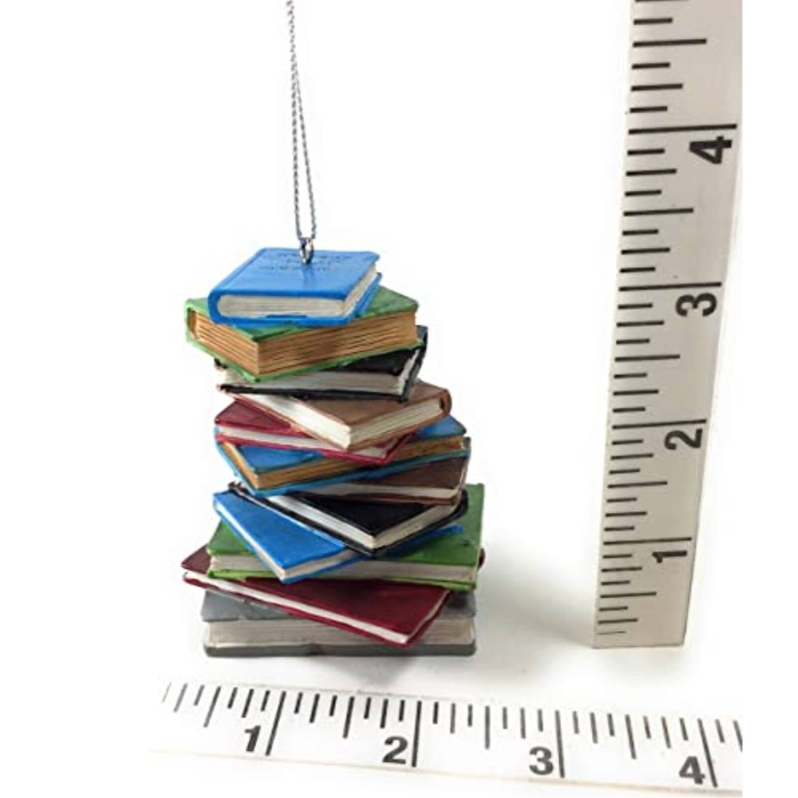 Left. Ganz - Midwest School Book Stack Resin Christmas Tree Ornament 3 inch - Multicolor.
