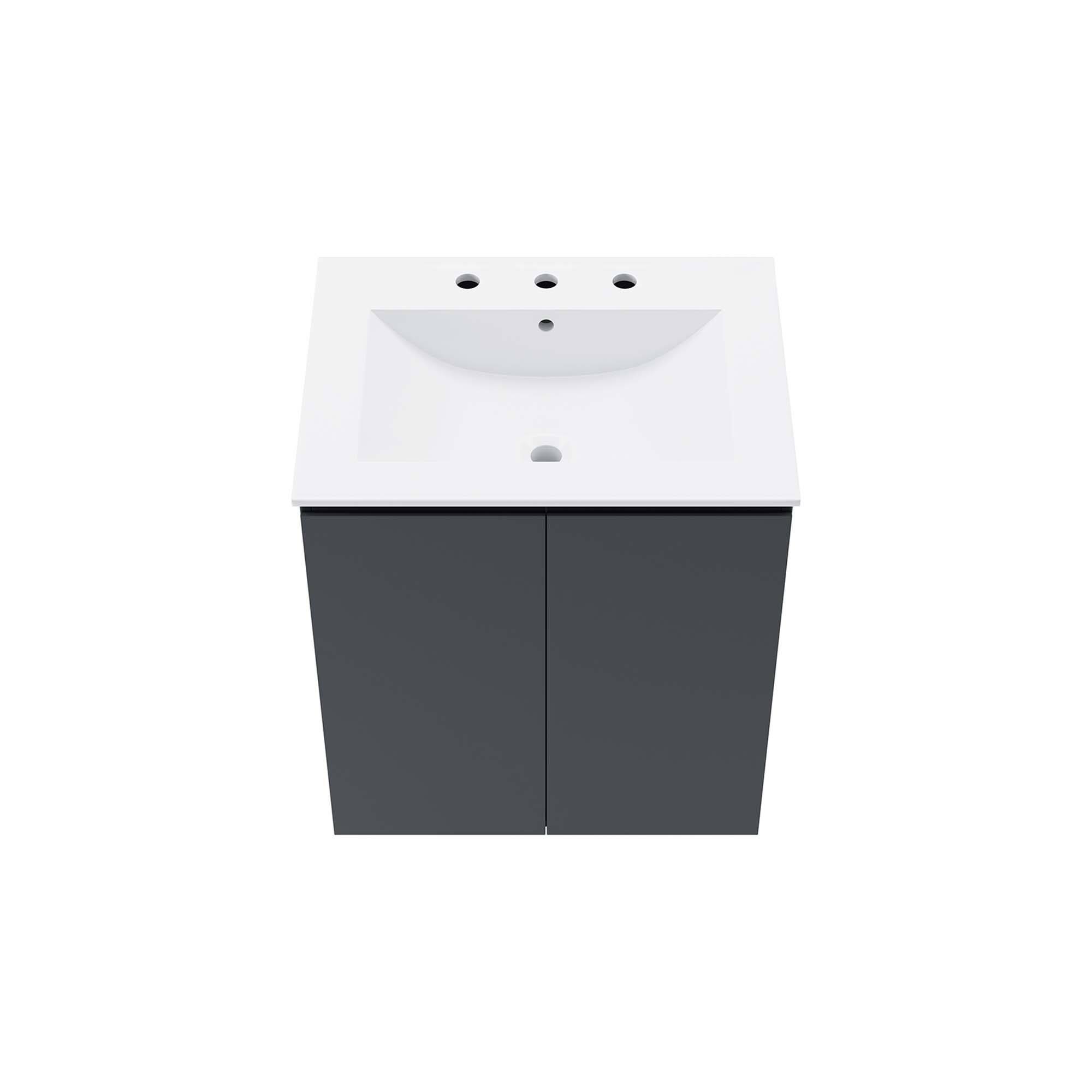 Alt View 4. Modway - Bryn Wall-Mount Bathroom Vanity Basin Included - Gray White.