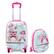 Front. Costway - 2Pcs 12'' 16'' Kids Luggage Set Suitcase Backpack School Travel Trolley ABS - pink & light green.