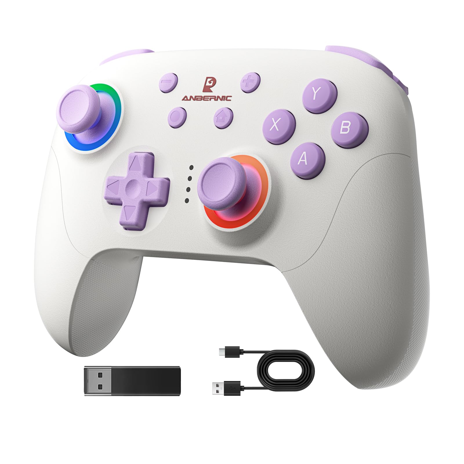 Front. Dazzling Pops - rg p01 gaming controller with game controllers gamepad for pc steam ios android switch hall effect rgb - white.