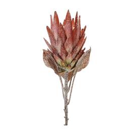 BreeBe - Orange Protea Flower Stem (Set of 2) - Orange, Green