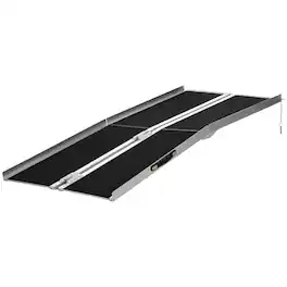 Homcom - 6' Skidproof Portable Wheelchair Ramp for Home, Steps, Doorways, Carpeted Foldable Handicap Ramp - Black