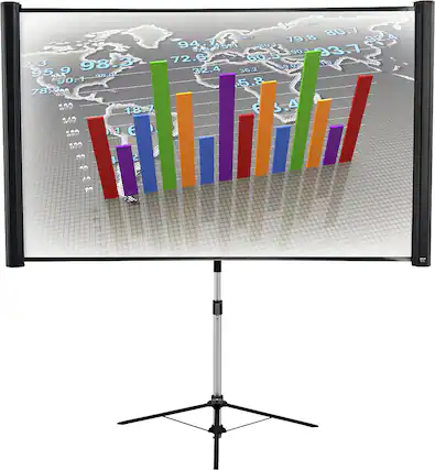 Front. Epson - 80" Portable Projector Screen - White.