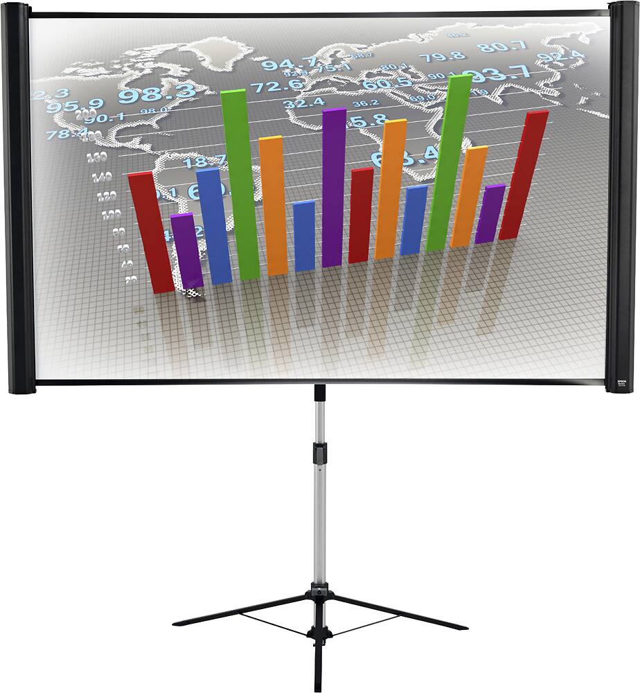 Front. Epson - 80" Portable Projector Screen - White.