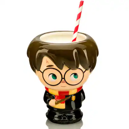Front. Harry Potter - Cupful Of Cute Harry Potter Ceramic Mug | Holds 16 Ounces - Brown.