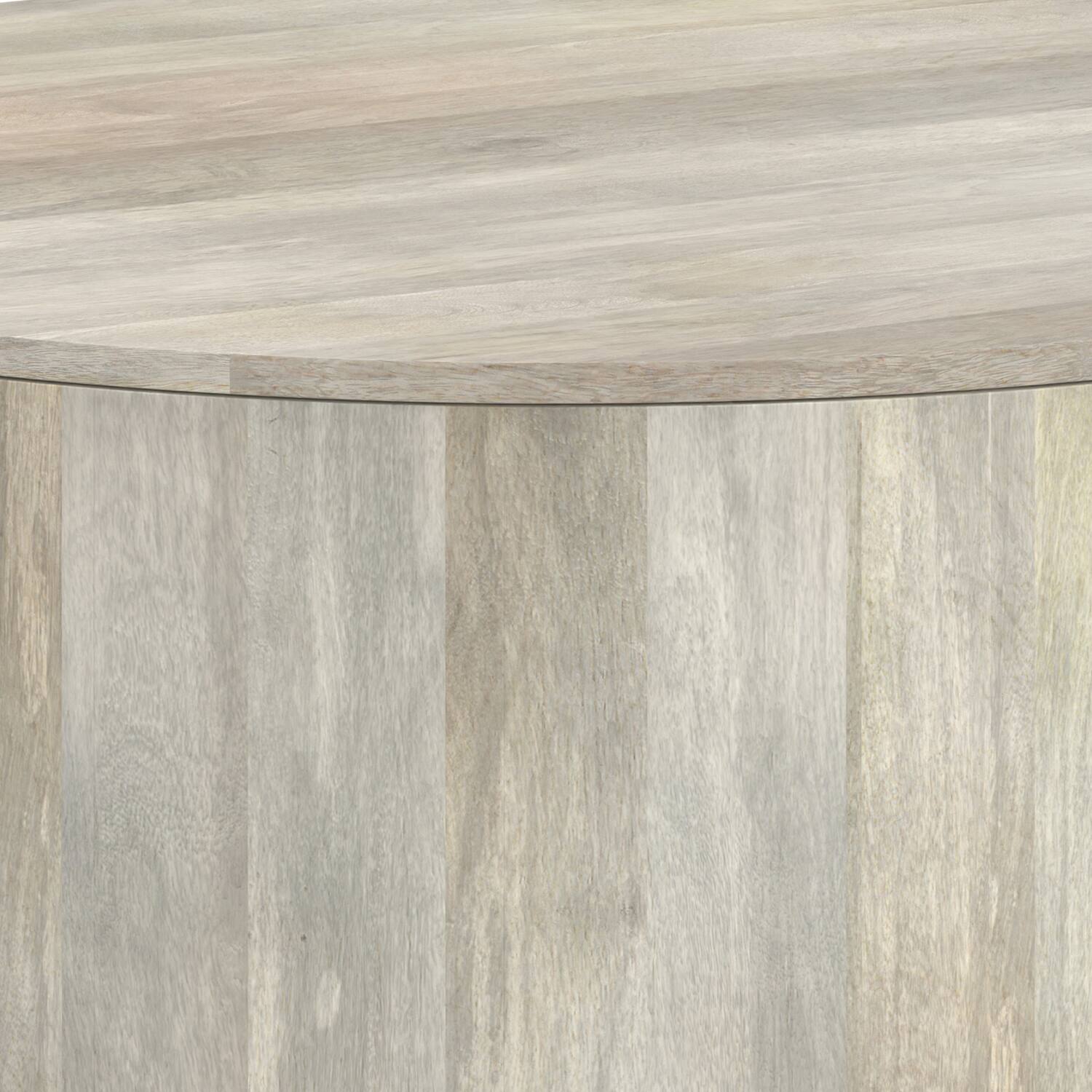 Alt View 7. Simpli Home - Millbury SOLID MANGO WOOD 36 inch Wide Round Contemporary Drum Coffee Table in White Wash, Fully Assembled - White Wash.