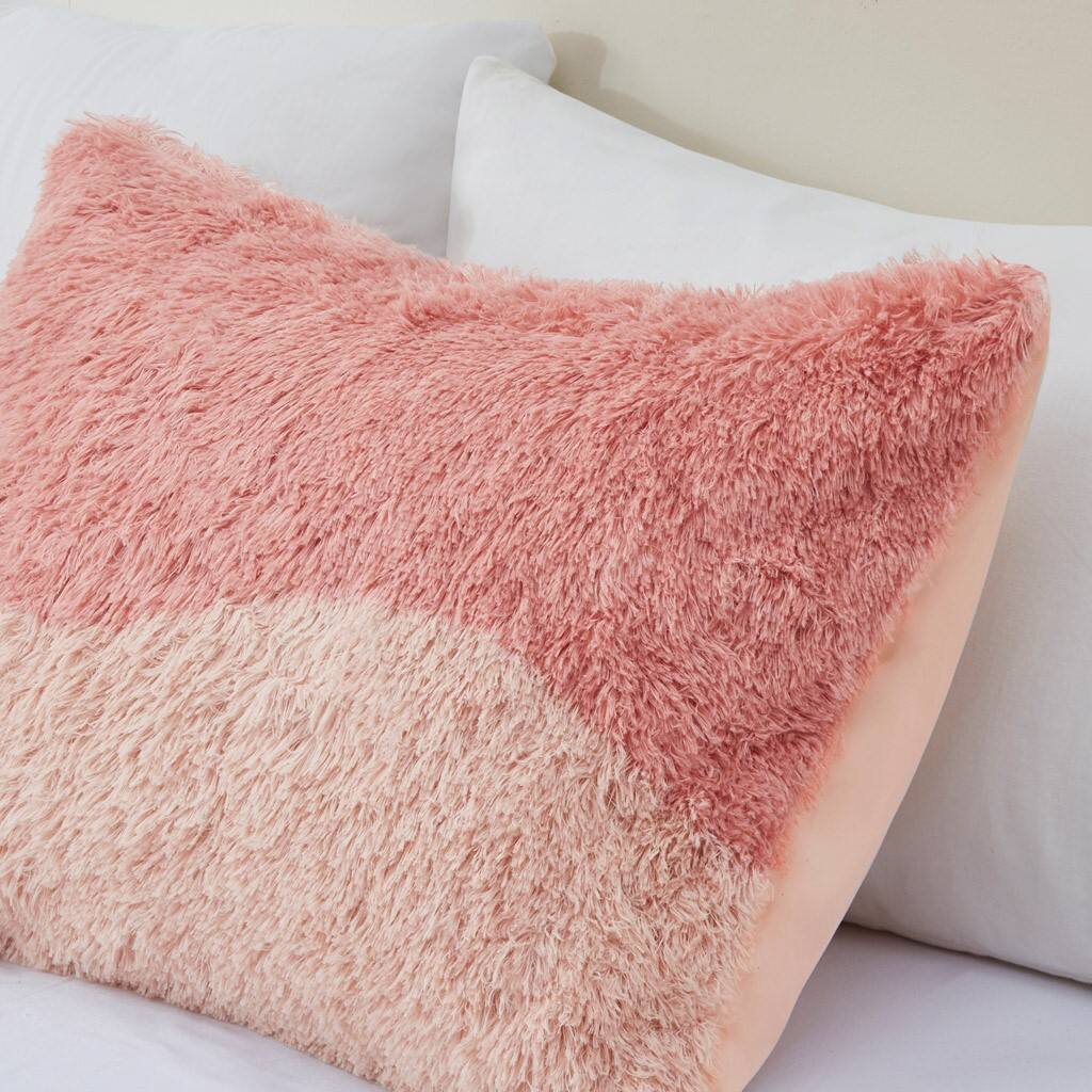 Alt View 3. Gracie Mills - Gracie Mills Serenity Ombre Shaggy Faux Fur Duvet Cover Set - Blush Multi.