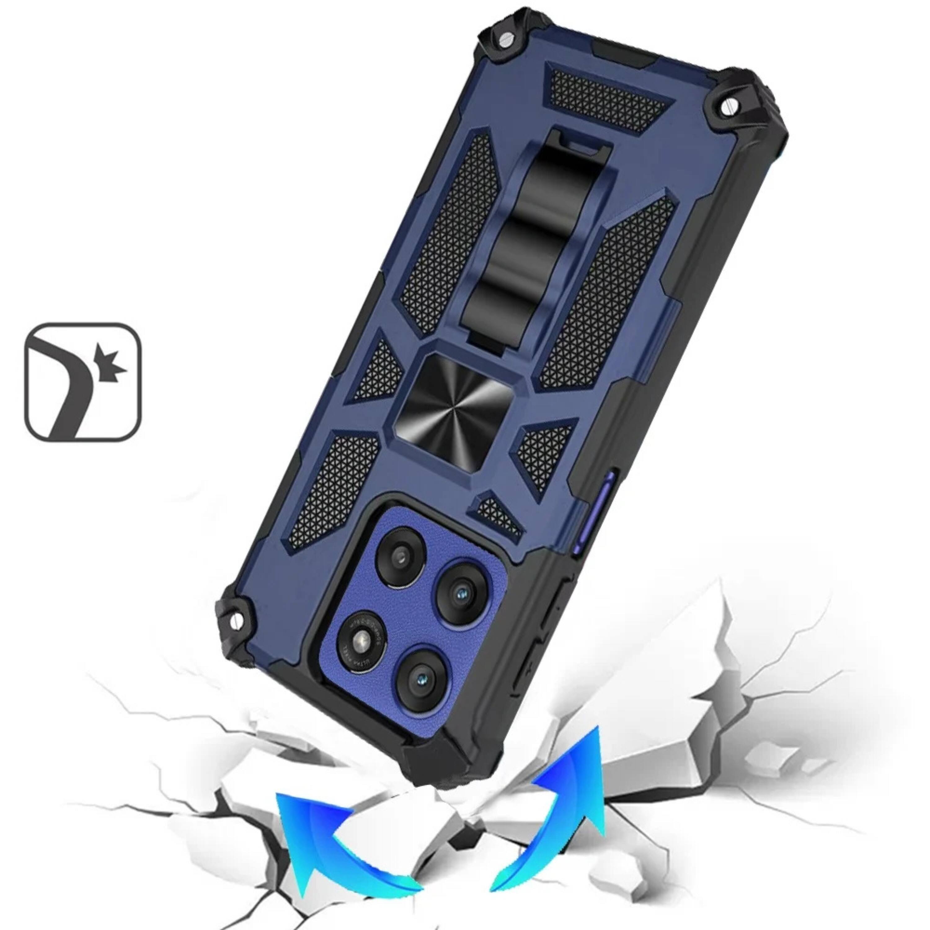 Angle. Kitcheniva - Heavy Duty Shockproof Stand Phone Case With Metal Plate And Tempered For Moto G Stylus 2026 2025 Dark Blue - Dark Blue.