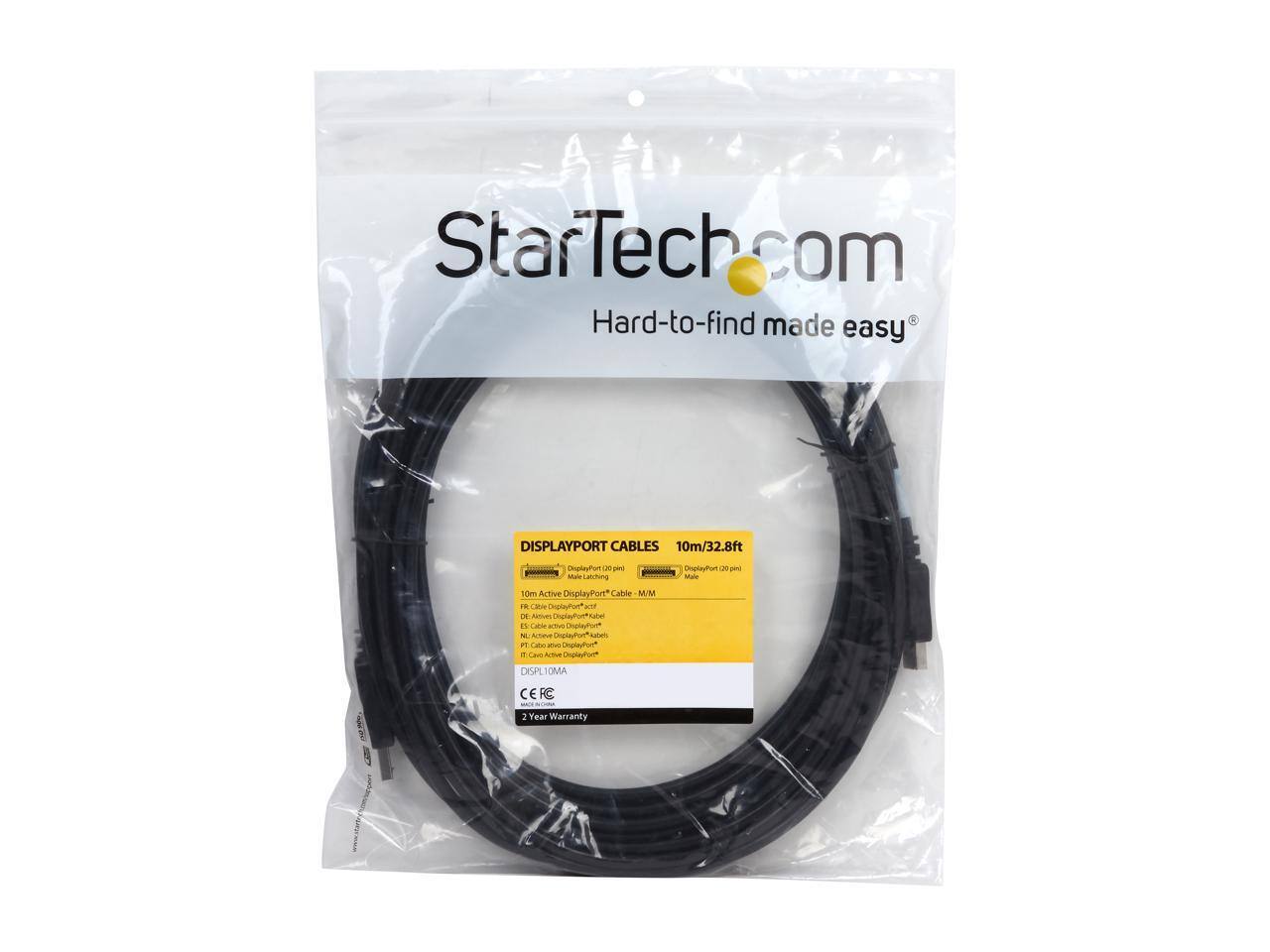 StarTech.com Hard-to-find made easy DISPLAYPORT CABLES 10m/32.8ft nyPo s a sa Lanching CoptyPon L D Male 10m Active DisplayPort Cable M/M - 2 Year Warranty