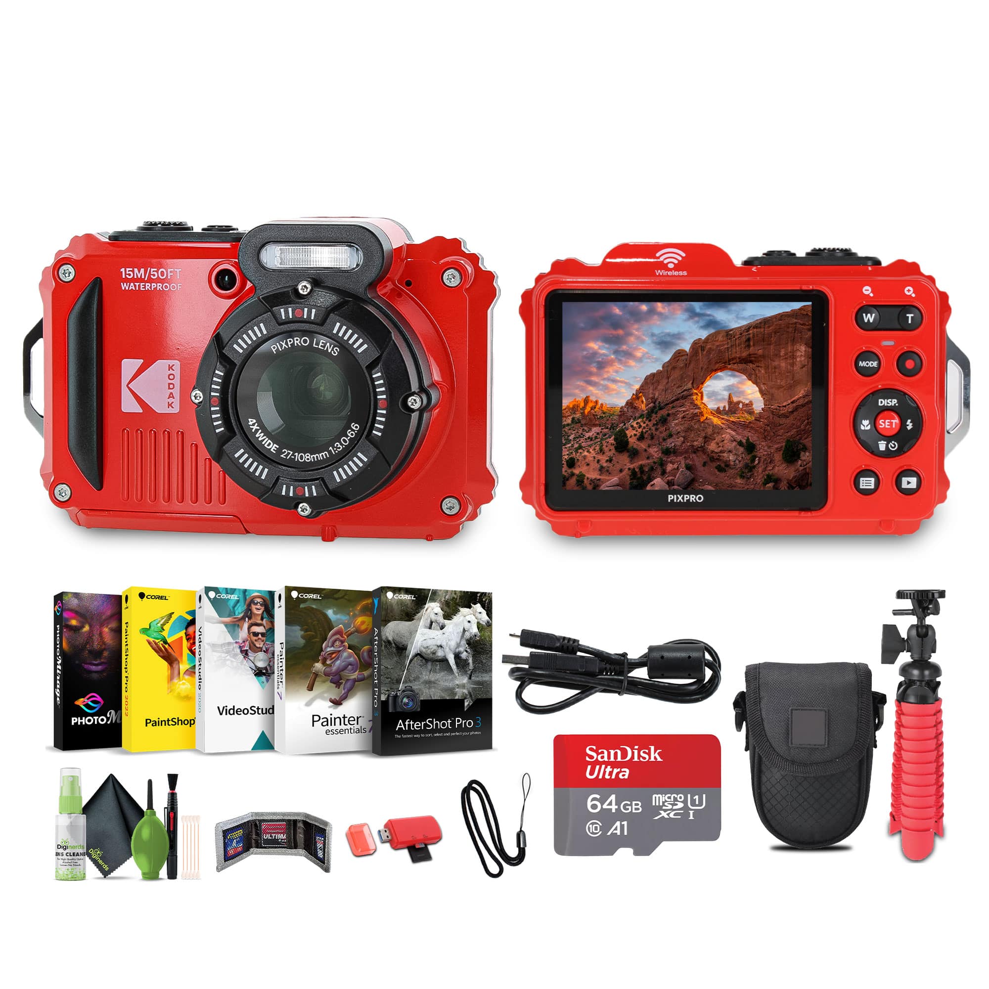 Kodak - PIXPRO WPZ2 Rugged Waterproof Dustproof Digital Vlogging Camera - Red