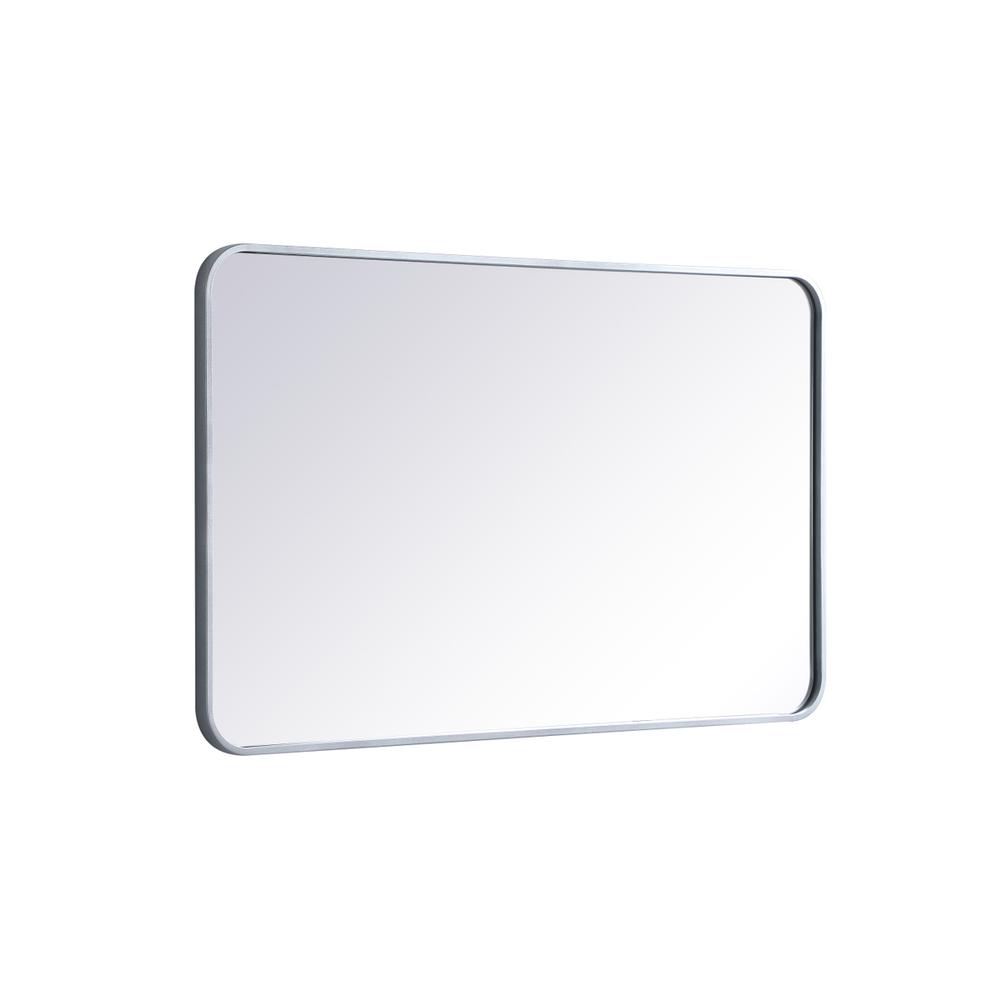 Alt View 1. Elegant Decor - Soft corner metal rectangular mirror 24x40 inch in Silver - Silver.