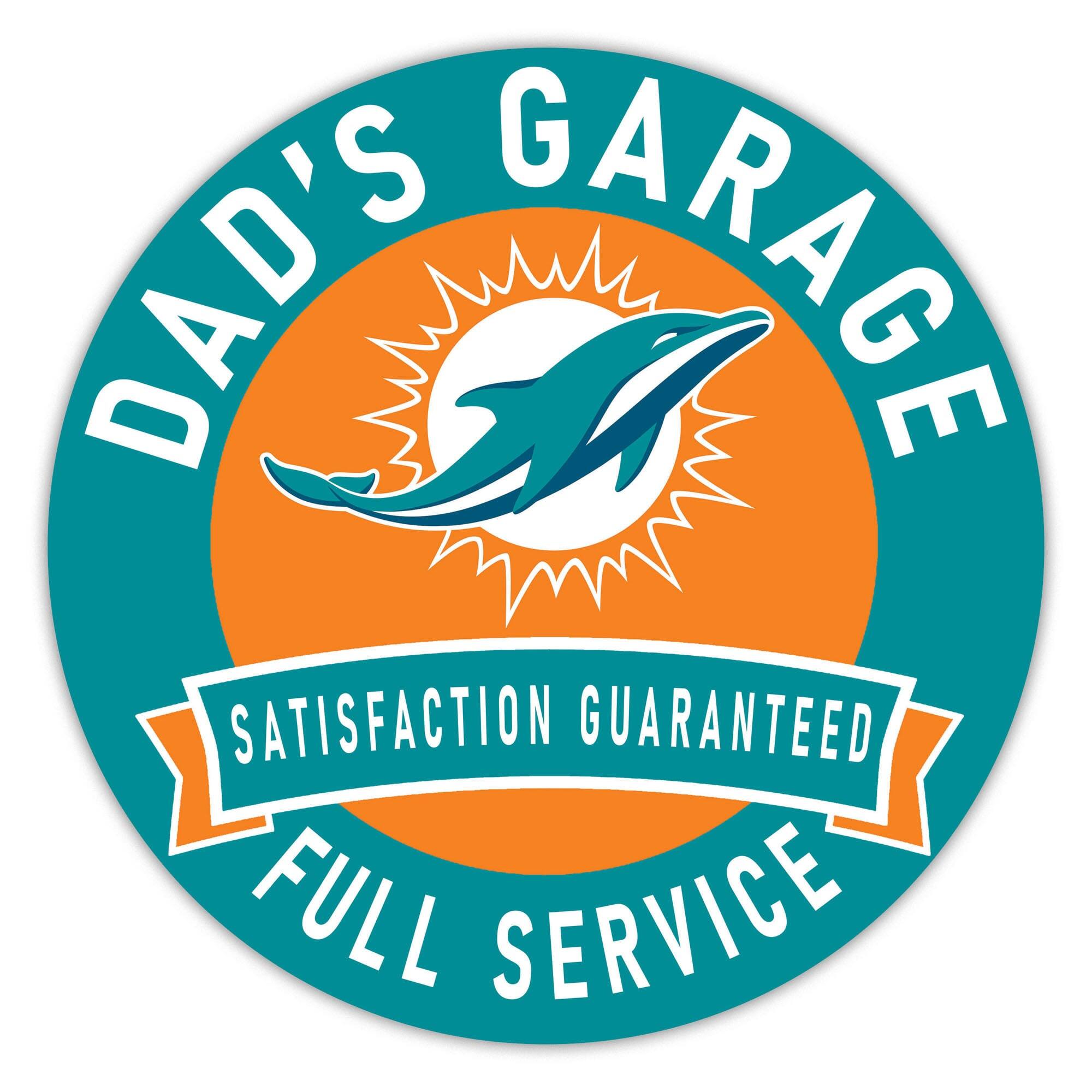 Miami Dolphins 16" Dad's Garage Wood Sign