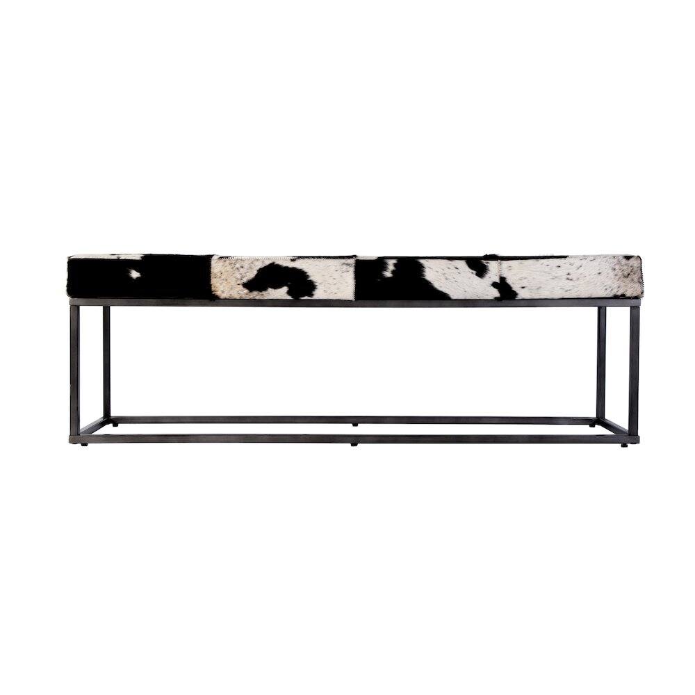 Left. Butler Specialty - Stinson 54 in. W Hair on Hide and Iron Accent Bench - Black And White.