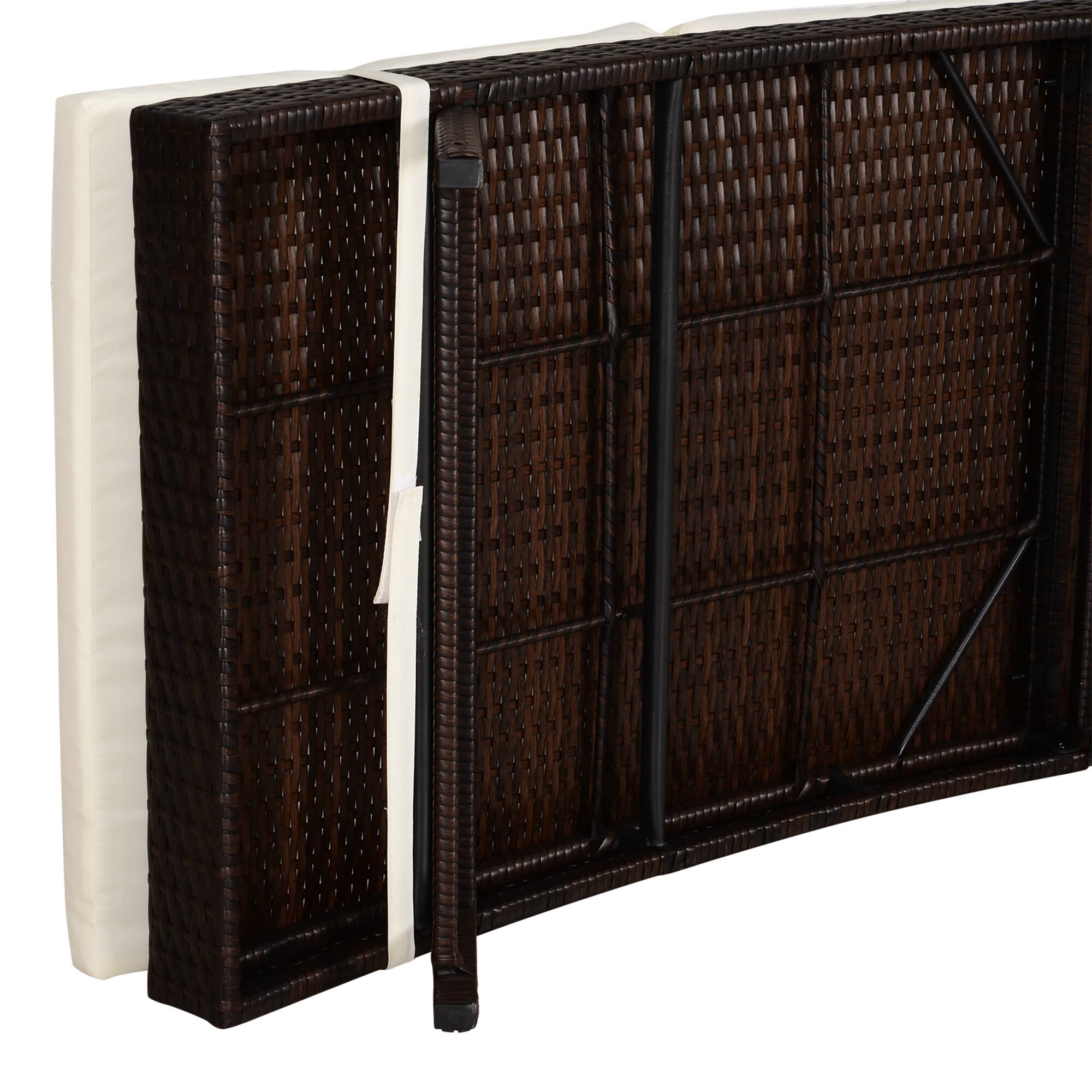 Alt View 8. Outsunny - Patio Chaise Lounge, Pool Chair with 5 Position Adjustable Backrest & Cushion, 78.75" x 28" x 35" - Coffee.