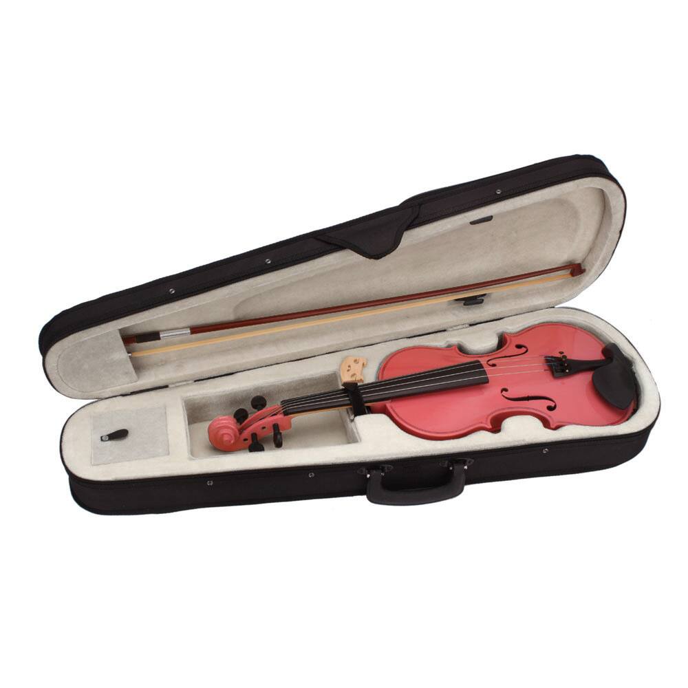 Angle. Winado - 4/4 Size Pink Student Beginner Acoustic Violin Fiddle + Case+ Bow + Rosin.