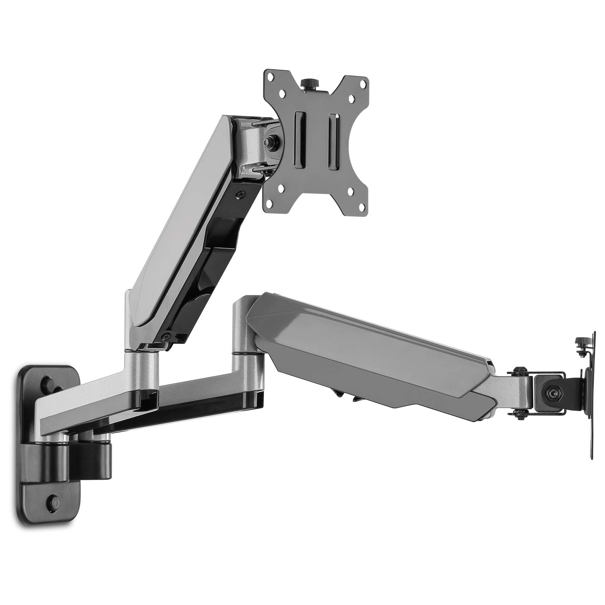 Front. Comfort Essence - Monitor Wall Mount Fits Two Flat curved Computer Full Motion Height Swivel Tilt Rotation Adjustable Arm V - Dual Extended.
