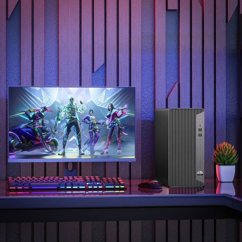 Alt View 2. HP - Tower G6 Gaming Desktop PC | Intel i5-10th | 16GB RAM | 512GB SSD | NVIDIA GTX 1050Ti | RGB KB & M |WiFi | Win11 - Black.