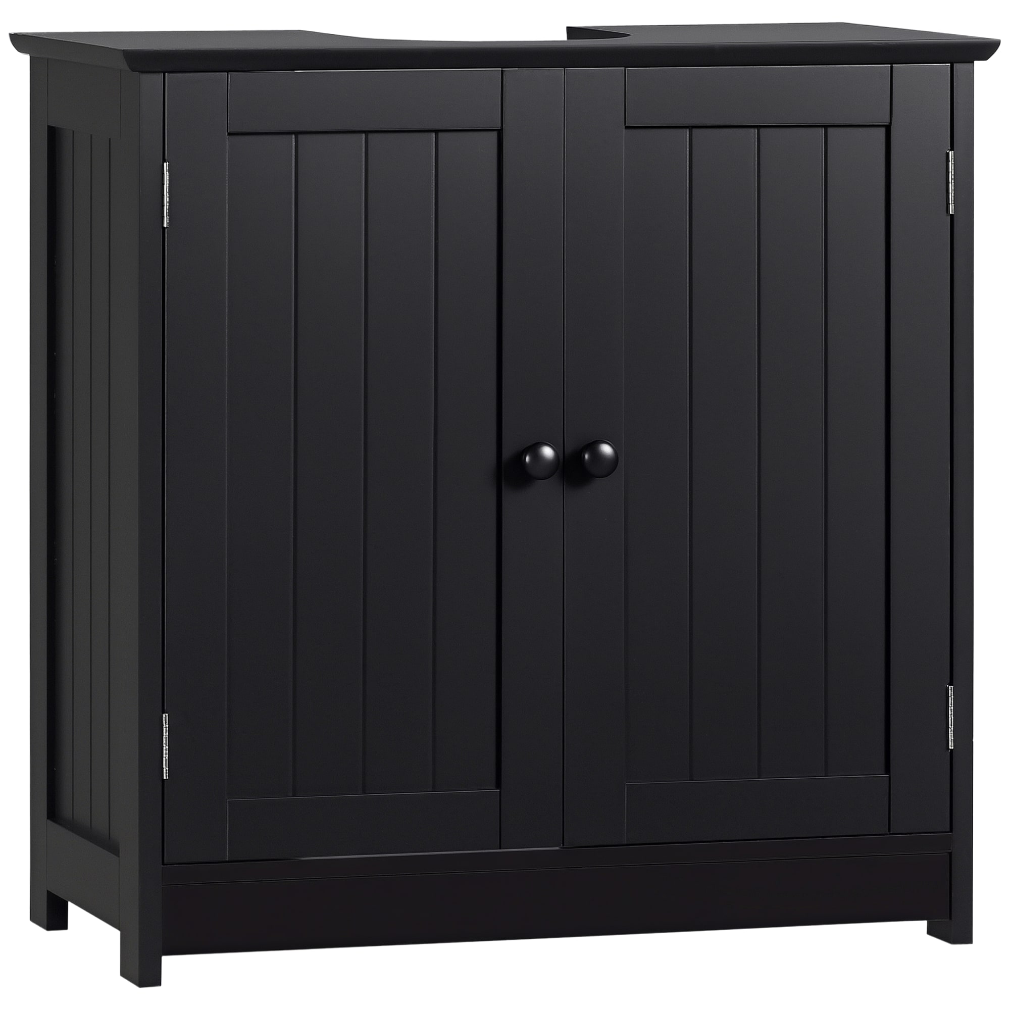 Front. Homcom - Under Sink Bathroom Cabinet w/ 2 Doors & Shelf, Pedestal Vanity - Black.