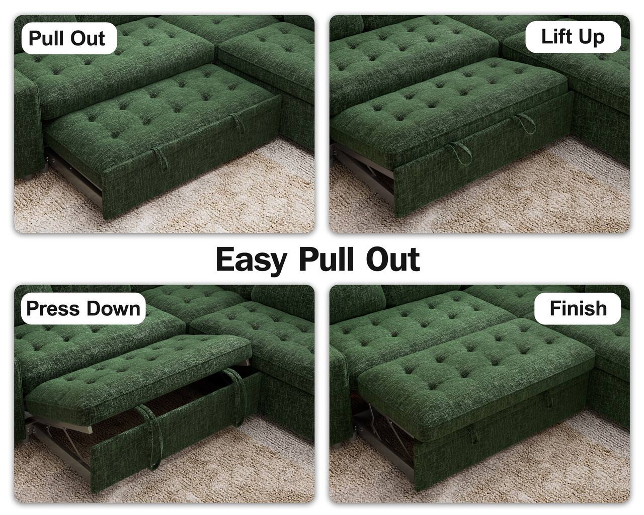 Pull Out  
Lift Up  
Press Down  
Easy Pull Out  
Finish