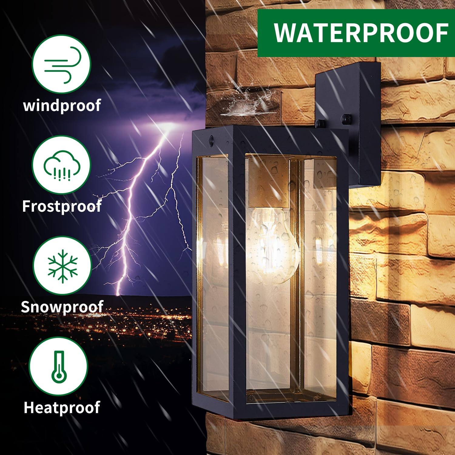 - Waterproof
- Windproof
- Frostproof
- Snowproof
- Heatproof