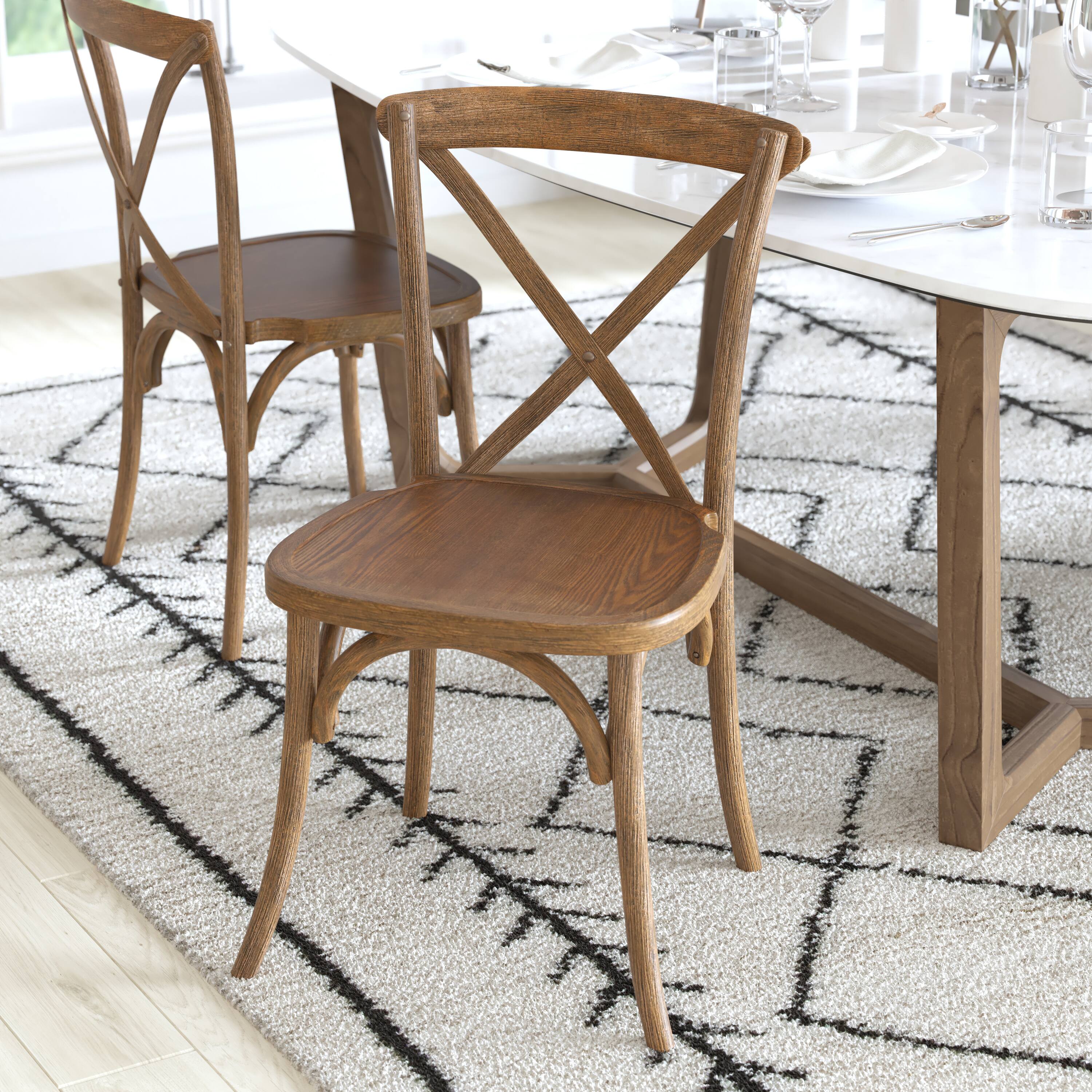 Alt View 4. Emma + Oliver - 2-pack X-Back Chair - Dark Natural.