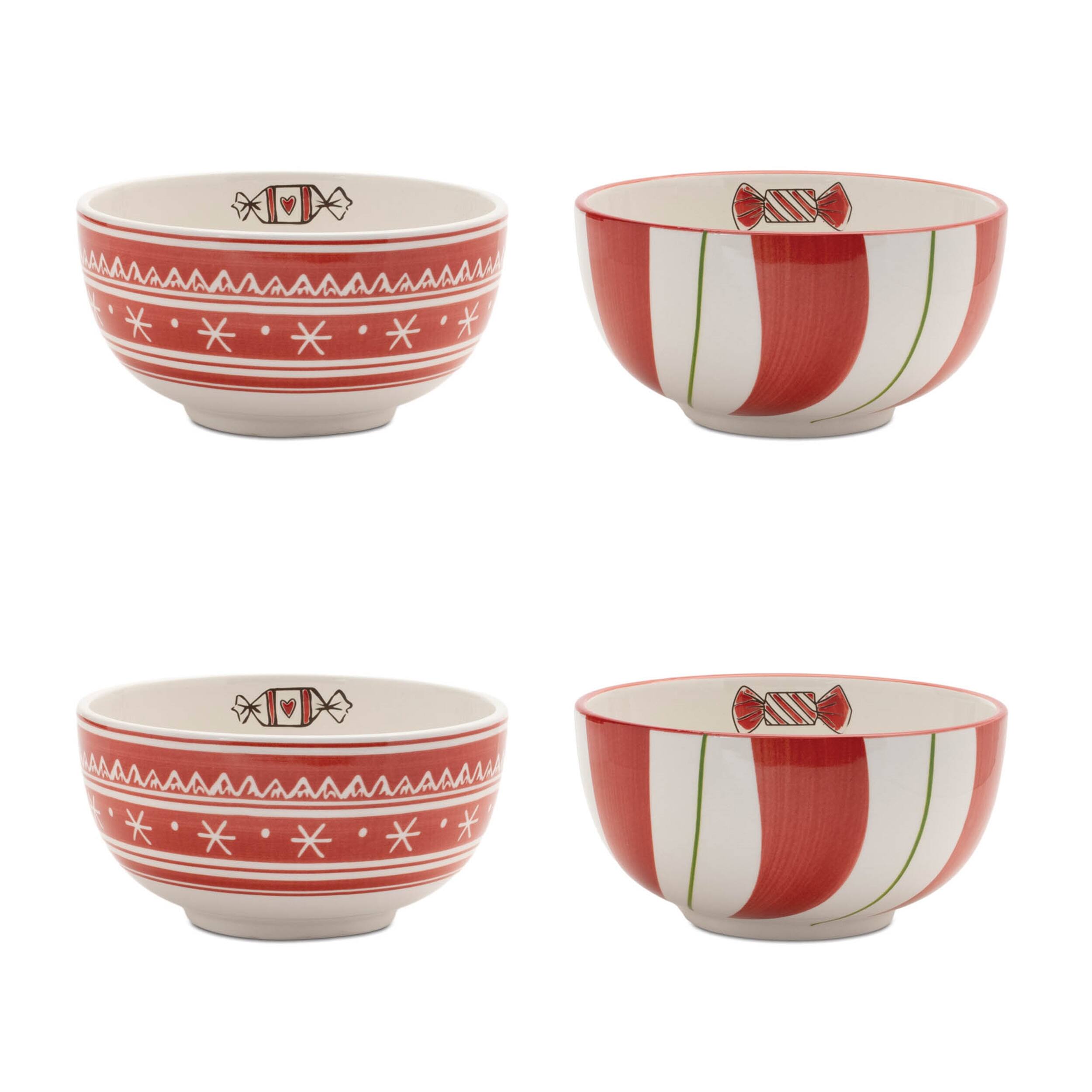 Back. BreeBe - Ceramic Santa Candy Bowl (Set of 4) - Red, White.