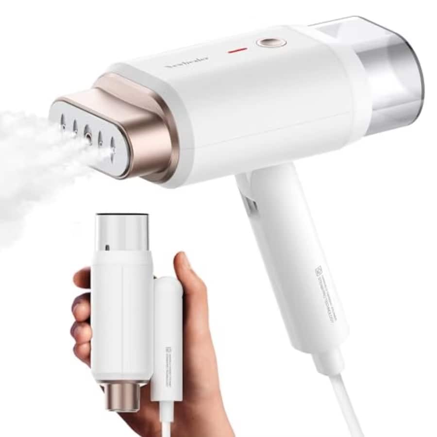 Luckbyte - 1200W Foldable Travel Steamer for Clothes Horizontal Vertical Steam Dry Ironing Lightweight - WHIte